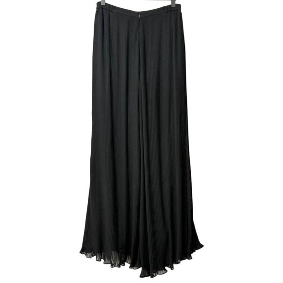 Samuel Dong Pleated Wide Leg Palazzo Pants Black Sheer Lined Evening Fun Size S - Picture 6 of 13